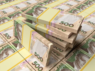 Stack of ukrainian money hryvnia (grivna)