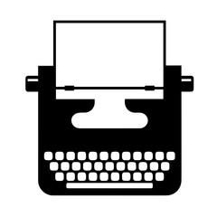 Typewriter silhouette on white background