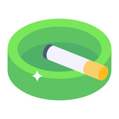 
Office desk accessory, isometric icon of ashtray 
