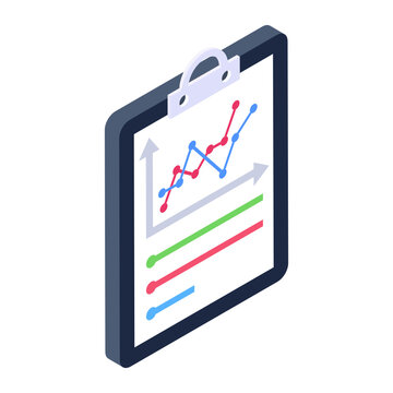 
Business Infographics On Sheet, Isometric Icon Report Document  
