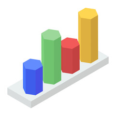 
Business app, isometric icon of mobile analytics 
