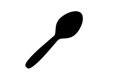 Silhouette of spoon on white background