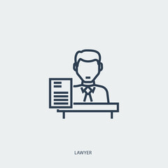Vector outline icon of legal proceedings - lawyer