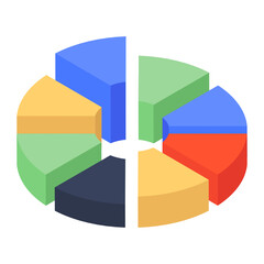 Obraz premium Pie chart with percentage, percentage chart isometric icon 