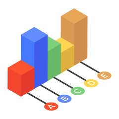 Obraz premium Trendy isometric icon of bar chart 