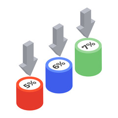 Trendy isometric icon of bar chart