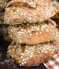 Hand made fresh bread loaves on sale at an Artisan market in England