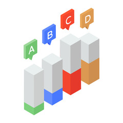 Obraz premium Trendy isometric icon of bar graph 