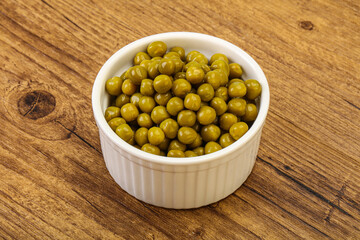 Marinated green pea in the bowl