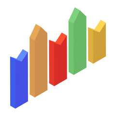 
Trendy isometric icon of bar graph
