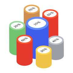 
Trendy isometric icon of grouped bar diagram
