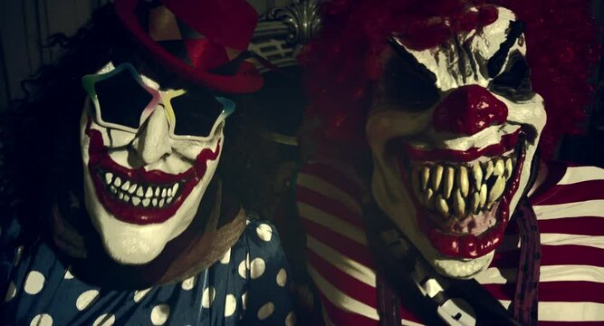 Family couple of clowns. Clowns.