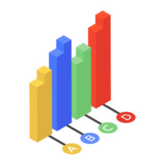 
Trendy isometric icon of bar graph
