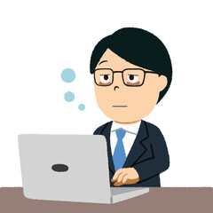 残業続きで寝不足のサラリーマンのイラスト