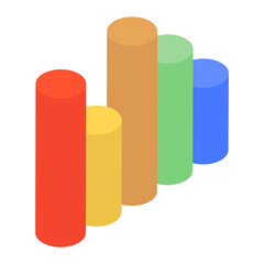 
Vector of histogram chart in editable isometric style, column graph
