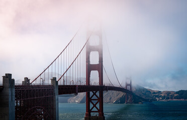 Golden Gate Bridge in clouds