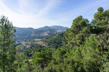 Fototapeta na wymiar Views of the town of San Felíu de Codinas from the mountains 
