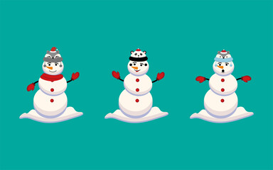 Swt Christmas Snowman Icon Vector Flat Background