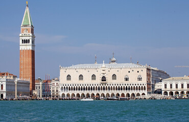 Fototapeta na wymiar Piazza San Marco with Tower and the Doge Palace in the city of Venice, Italy