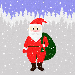 Postcard with Santa. Vector illustration