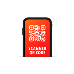 QR scanner. Mobile phone scans QR code. For digital payment concept. Vector on isolated white background. EPS 10