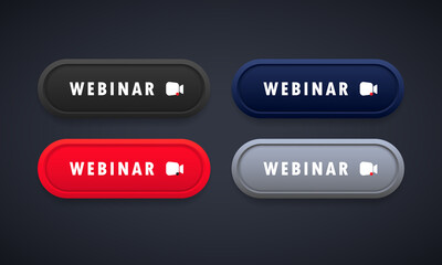 Webinar button set. Watching online streaming, course, seminar. Vector on isolated background. EPS 10