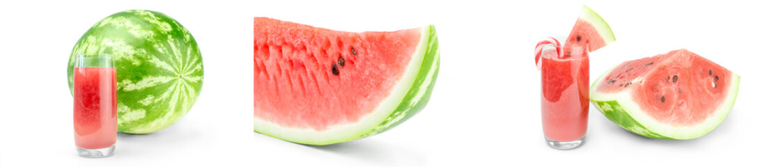 Set of Green watermelon over a white background