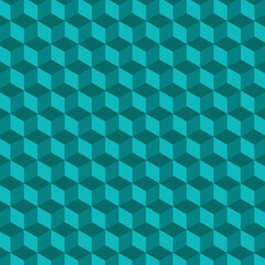 Geometric cube Pattern. Blue Background.