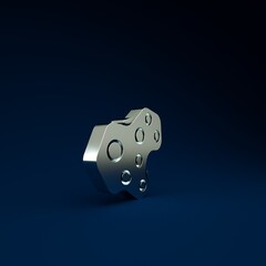 Silver Asteroid icon isolated on blue background. Minimalism concept. 3d illustration 3D render. © Oksana