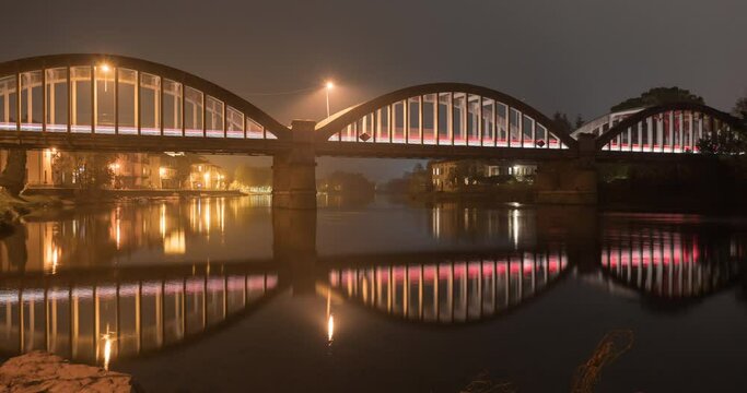 Brivio bridge on Adda river day to night time lapse