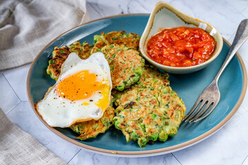 Courgette and green peas fritters