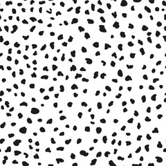 Fototapeta na wymiar Leopard dots seamless pattern black and white doodle
