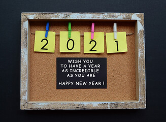 New year quote for 2021with wooden frame background