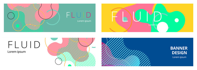 Colorful geometric background. Fluid shapes composition. Abstract banner template. Eps10 vector.