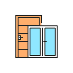 Window and door color line icon. Pictogram for web page, mobile app, promo.