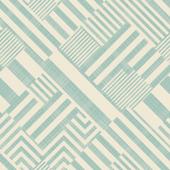 Abstract seamless striped geometric pattern on texture background in retro colors. Creative vector pattern for ceramic tile, wallpaper, linoleum, textile, web page background.