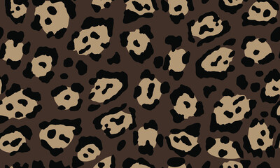 Leopard print. Trendy seamless vector print. The texture of the animals. Jaguar spots on a beige background. Imitation of cheetah skin painted on clothes or fabric, modern textile