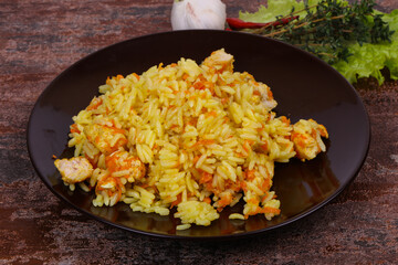 Traditional Pilaf with chicken and carrot