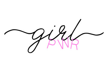 Girl power handwritten text. Modern calligraphy. Feminism quote, woman motivational slogan. Feminist saying. 