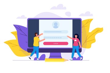 Online registration and sign up, Account authentication concept. Vector UI illustration.