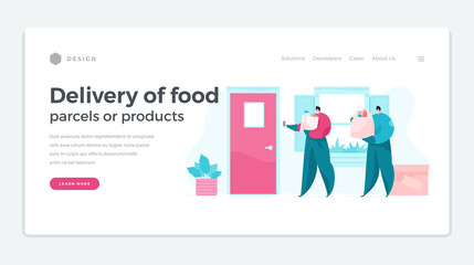 Obraz na płótnie Canvas Design of website offering service of food delivery during pandemic