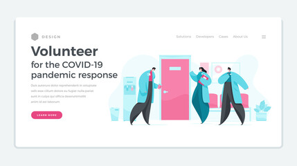 Vector banner for volunteer enrolment during pandemic of COVID 19