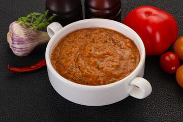 Famous Spanish gazpacho tomato soup