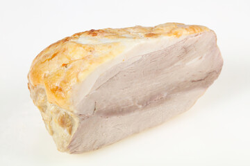 Smoked pork meat over white background