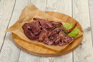Raw chicken liver ready for cooking