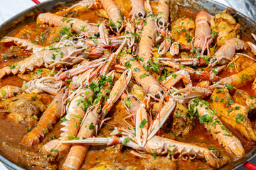 Traditional spanish crab food, meat and seafood.