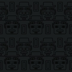 Male faces on a gray background. Doodle pattern.