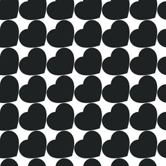 Black hearts on white background. Seamless vector romantic love valentine pattern. Repeat elements. For fabric, textile, design, cover, banner.