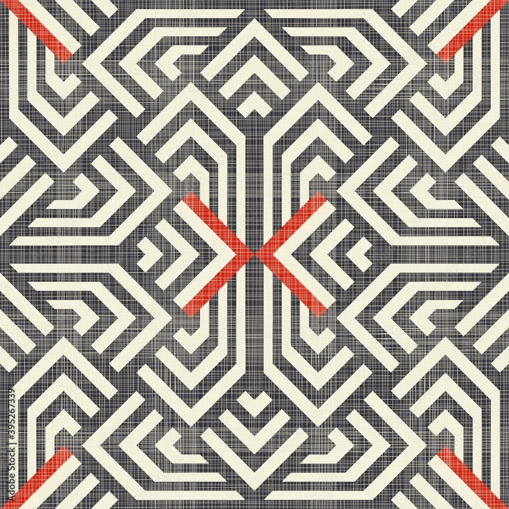 Poster abstract seamless striped geometric pattern on texture background in retro colors. creative vector p