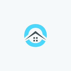 House With Letter O real estate Logo
